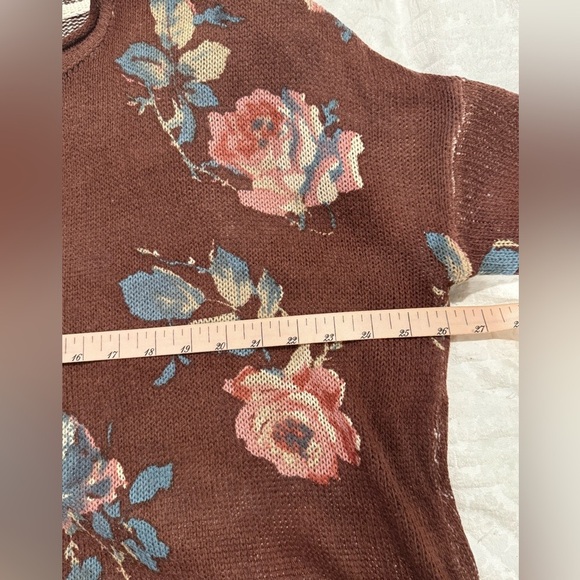 Show Me Your Mumu Chocolate and Roses Knit Bonfire Tunic Sweater rolled neck - Picture 7 of 9